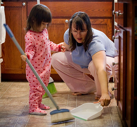 Kadie and Jenni cleaning