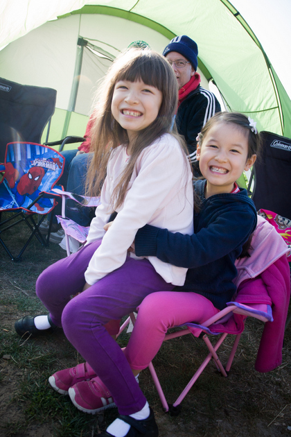 Smiling sisters