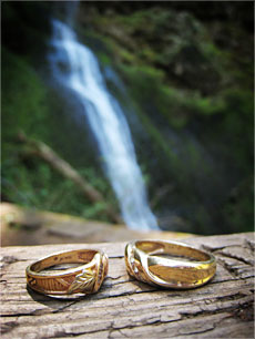 Our wedding rings at Winter Falls