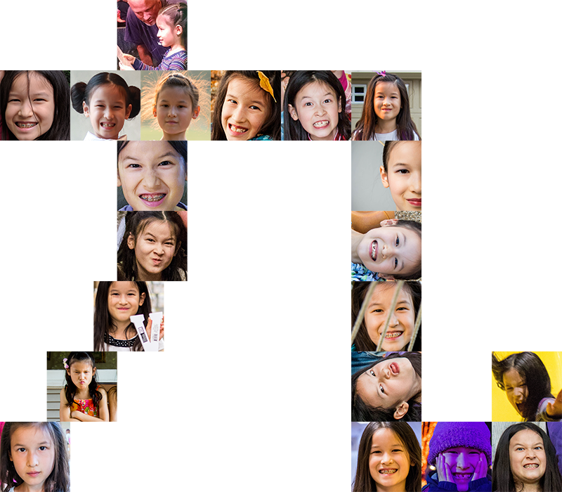 Collage of Violet photos in the shape of a Chinese character nine